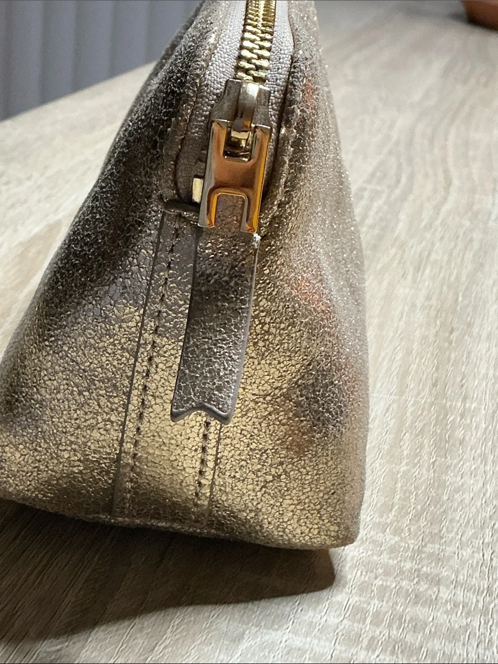 Metallic Gold Cosmetic Pouch Wristlet - India Hicks London.